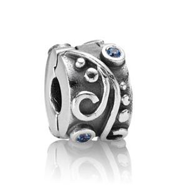 Клипса Голубые завитки  №     790380CZB 