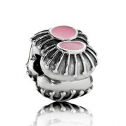 Abstract silver clip with pink enamel  №     790578EN24 