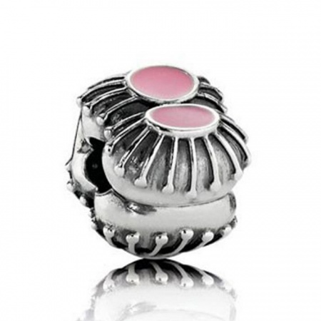 Abstract silver clip with pink enamel  №     790578EN24 