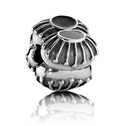 Abstract silver clip with black enamel  №     790578EN16 